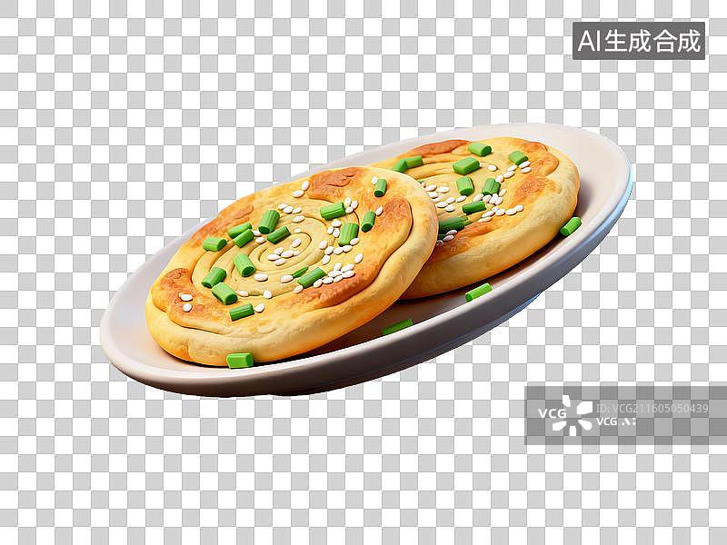 【AI数字艺术】3d粘土质感葱饼美食元素图片素材