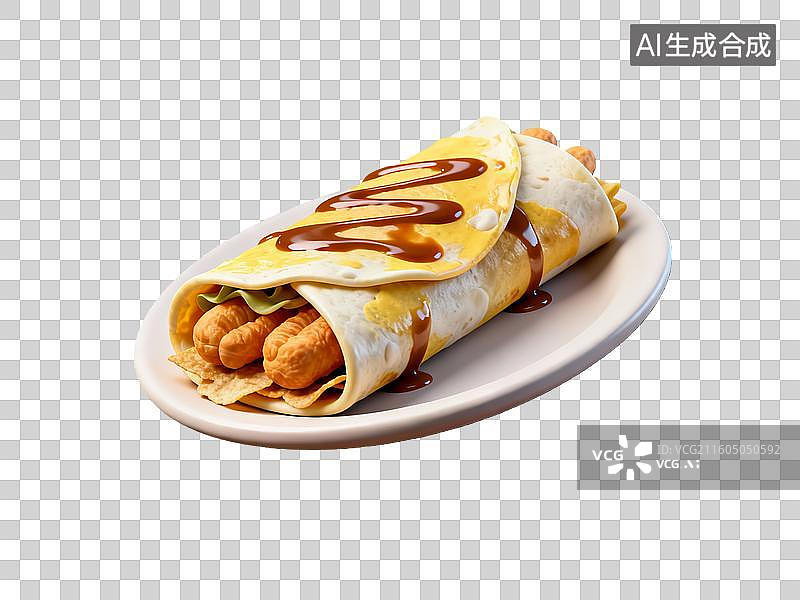 【AI数字艺术】3d粘土质感煎饼果子美食元素图片素材