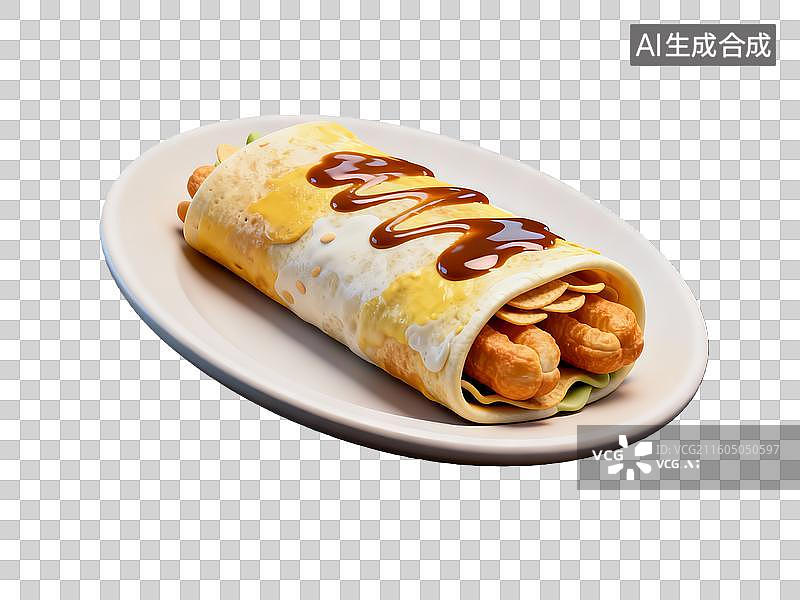 【AI数字艺术】3d粘土质感煎饼果子美食元素图片素材