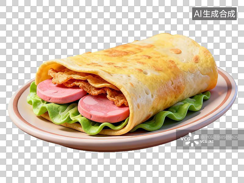 【AI数字艺术】3d粘土质感煎饼果子美食元素图片素材