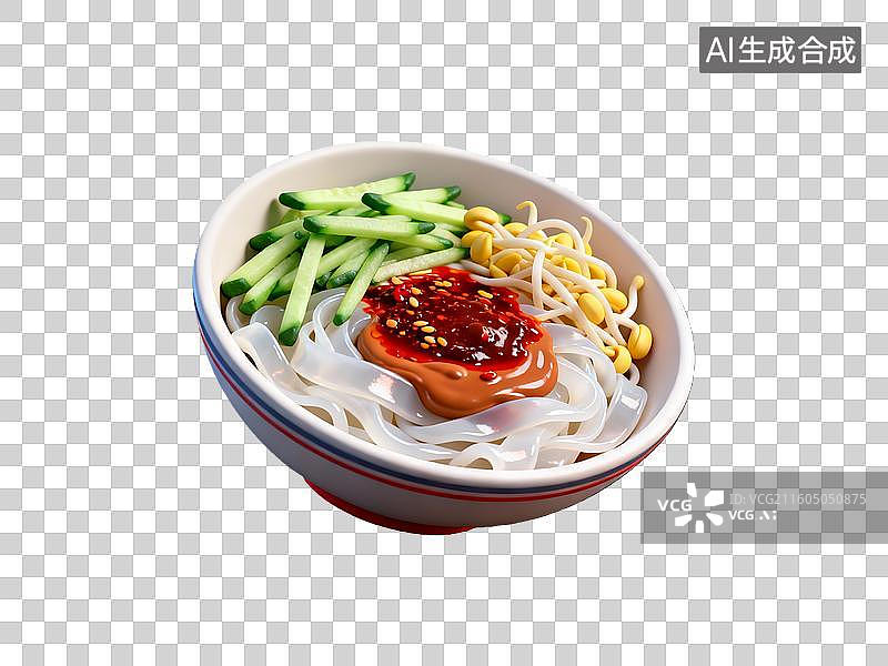 【AI数字艺术】3d粘土质感凉皮美食元素图片素材