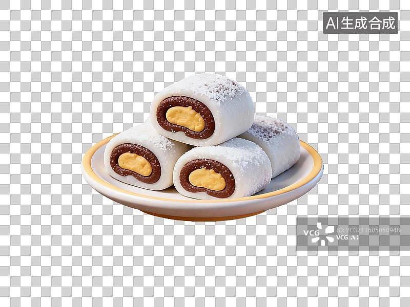 【AI数字艺术】3d粘土质感驴打滚美食元素图片素材