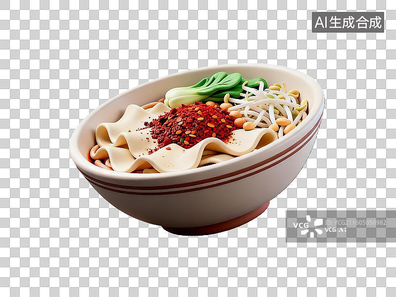 【AI数字艺术】3d粘土质感油泼面美食元素图片素材