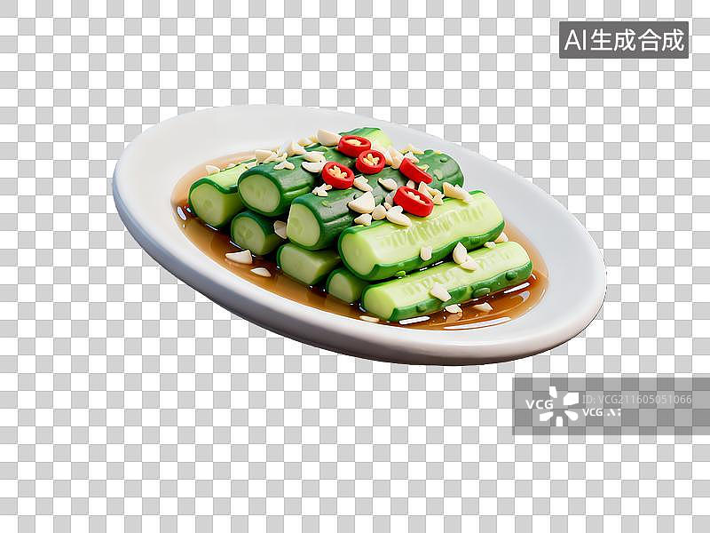 【AI数字艺术】3d粘土质感拍黄瓜美食元素图片素材