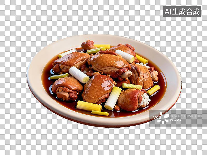 【AI数字艺术】3d粘土质感三杯鸡美食元素图片素材