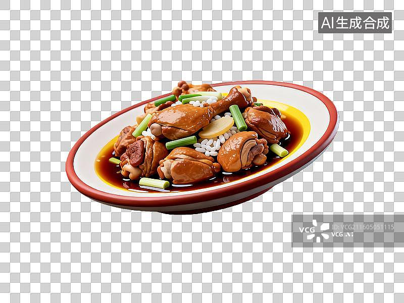 【AI数字艺术】3d粘土质感三杯鸡美食元素图片素材