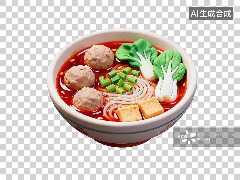 【AI数字艺术】3d粘土质感红烧素狮子头美食元素图片素材