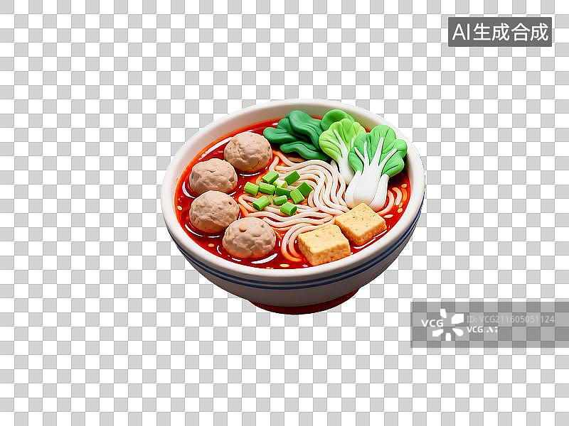 【AI数字艺术】3d粘土质感红烧素狮子头美食元素图片素材