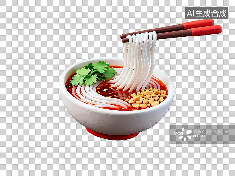 【AI数字艺术】3d粘土质感酸辣粉美食元素图片素材