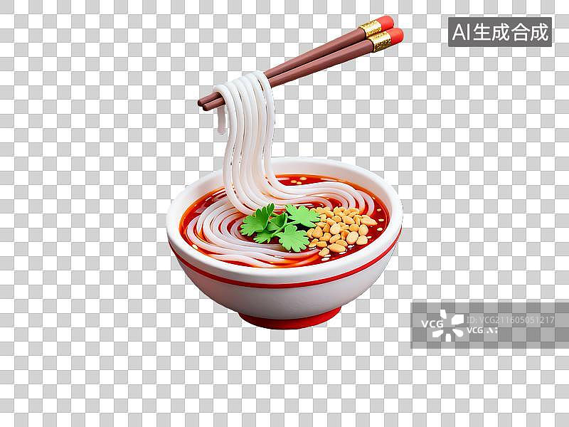 【AI数字艺术】3d粘土质感酸辣粉美食元素图片素材