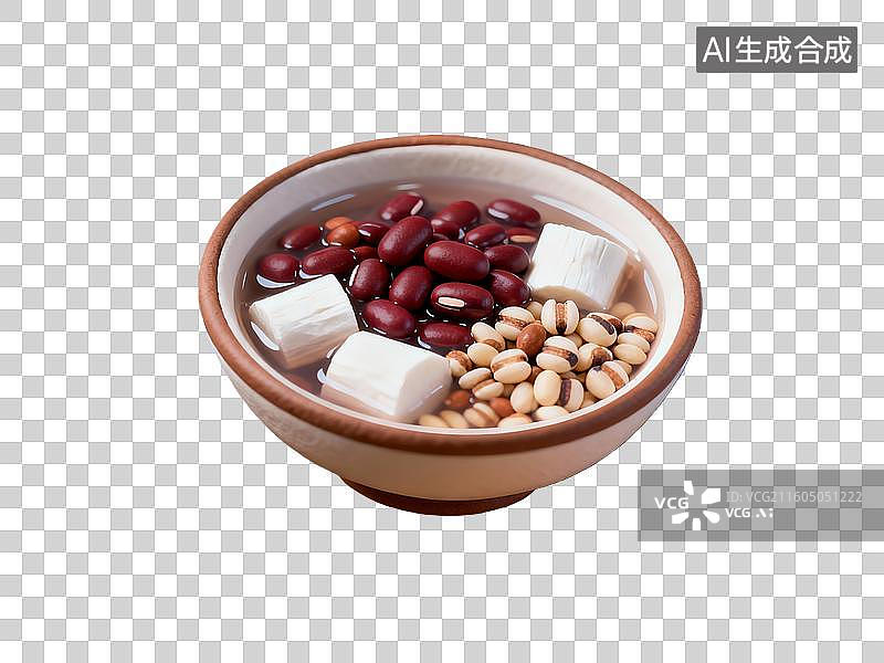 【AI数字艺术】3d粘土质感红豆糖水美食元素图片素材
