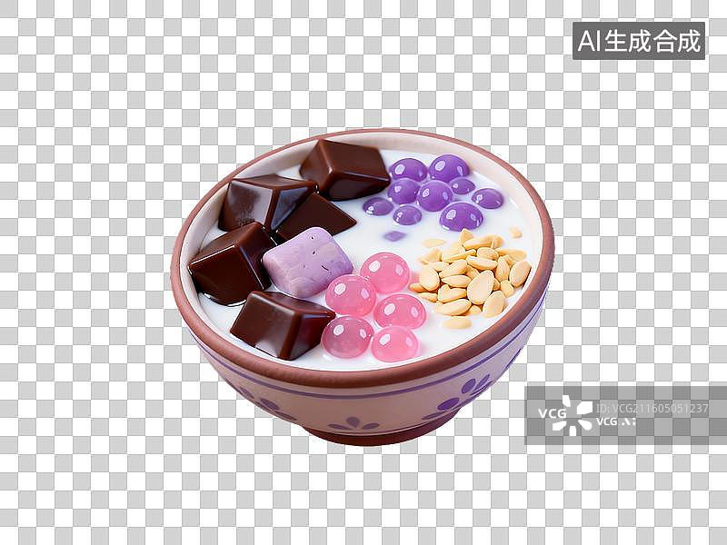 【AI数字艺术】3d粘土质感烧仙草美食元素图片素材