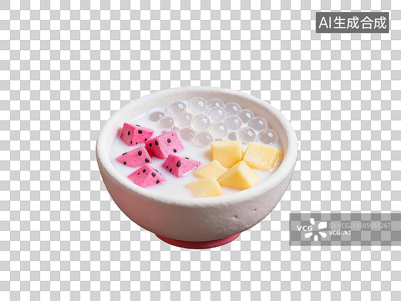 【AI数字艺术】3d粘土质感烧仙草美食元素图片素材
