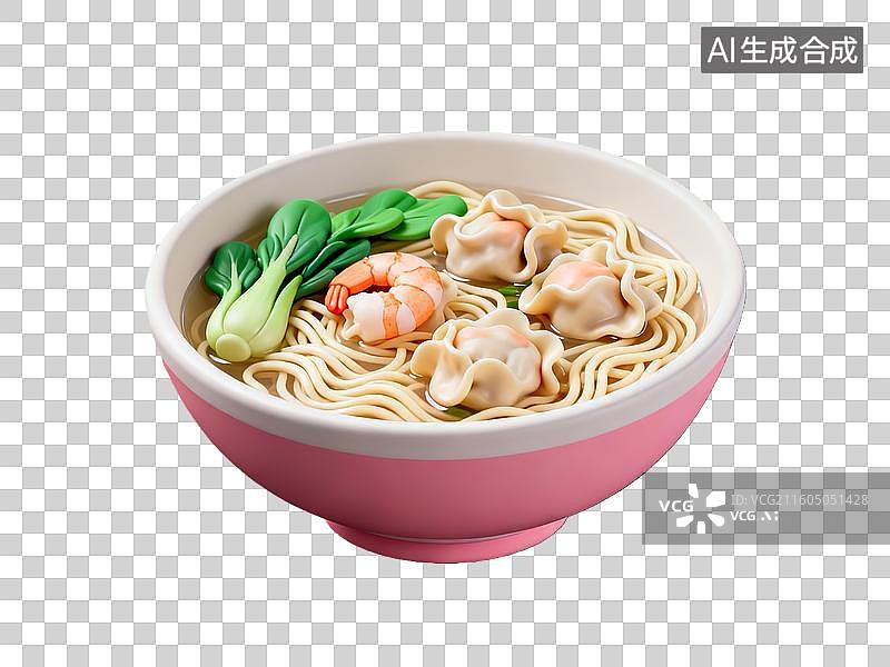 【AI数字艺术】3d粘土质感云吞面美食元素图片素材