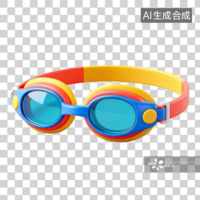【AI数字艺术】3D拟物风格二十四节气夏天夏至元素游泳护目镜眼镜图片素材