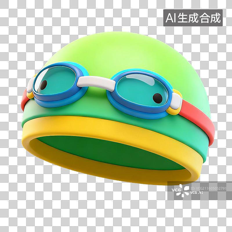 【AI数字艺术】3D拟物风格二十四节气夏天夏至元素游泳泳帽图片素材