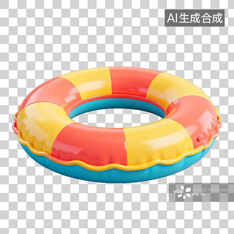 【AI数字艺术】3D拟物风格二十四节气夏天夏至元素游泳圈图片素材
