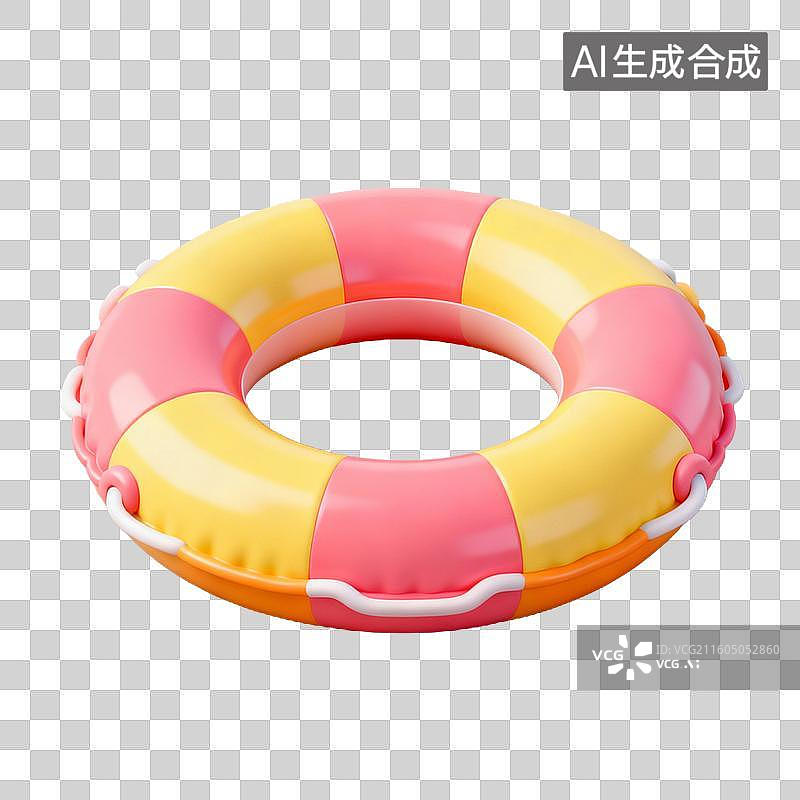 【AI数字艺术】3D拟物风格二十四节气夏天夏至元素游泳圈图片素材