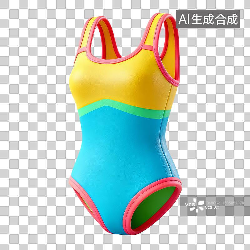 【AI数字艺术】3D拟物风格二十四节气夏天夏至元素游泳泳衣图片素材
