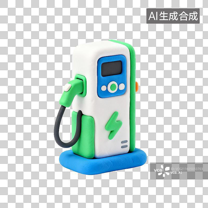【AI数字艺术】卡通电动汽车充电桩模型图片素材