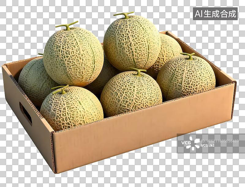 【AI数字艺术】一箱新鲜哈密瓜图片素材