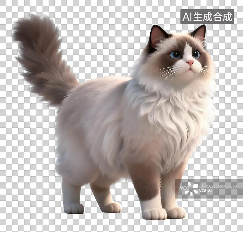 【AI数字艺术】可爱布偶猫立姿形象图片素材