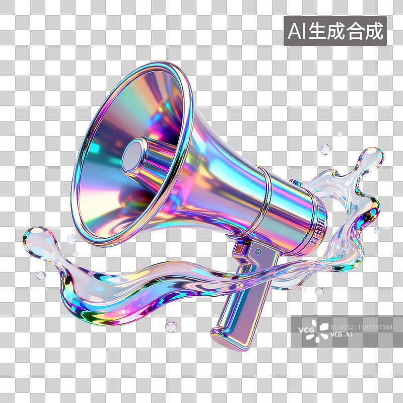【AI数字艺术】3D炫彩流体镭射喇叭图片素材
