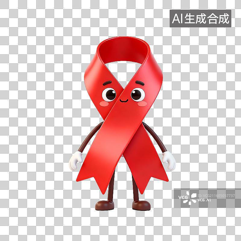 【AI数字艺术】拟人化红色丝带卡通形象图片素材