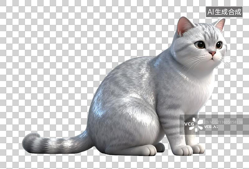【AI数字艺术】可爱白猫侧面照图片素材