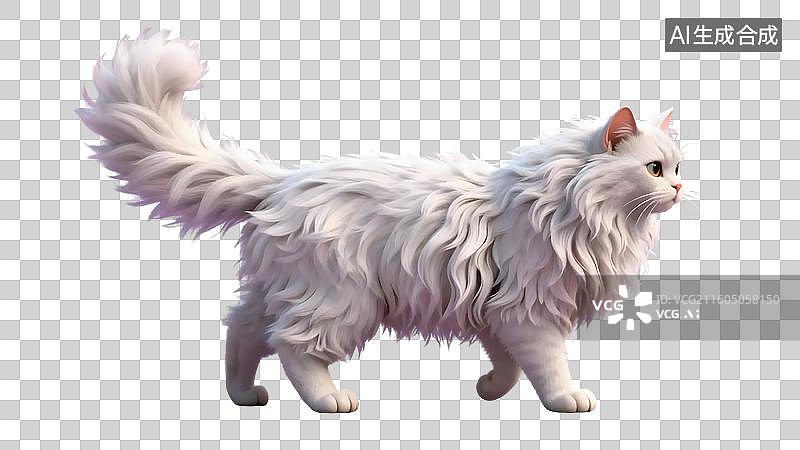 【AI数字艺术】可爱白猫侧面照图片素材