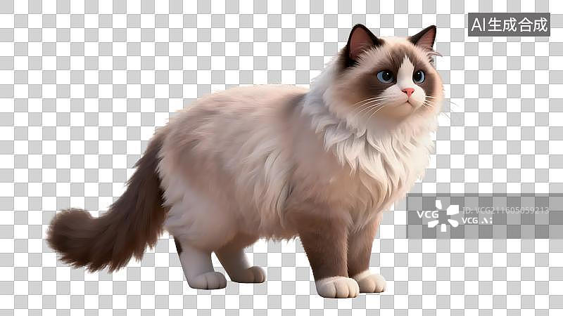 【AI数字艺术】可爱布偶猫立姿形象图片素材