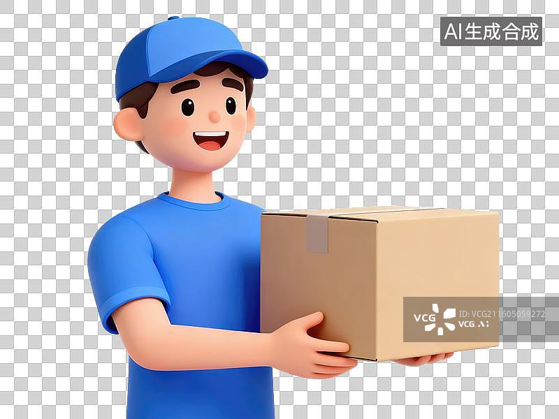 【AI数字艺术】快递员手持包裹图片素材