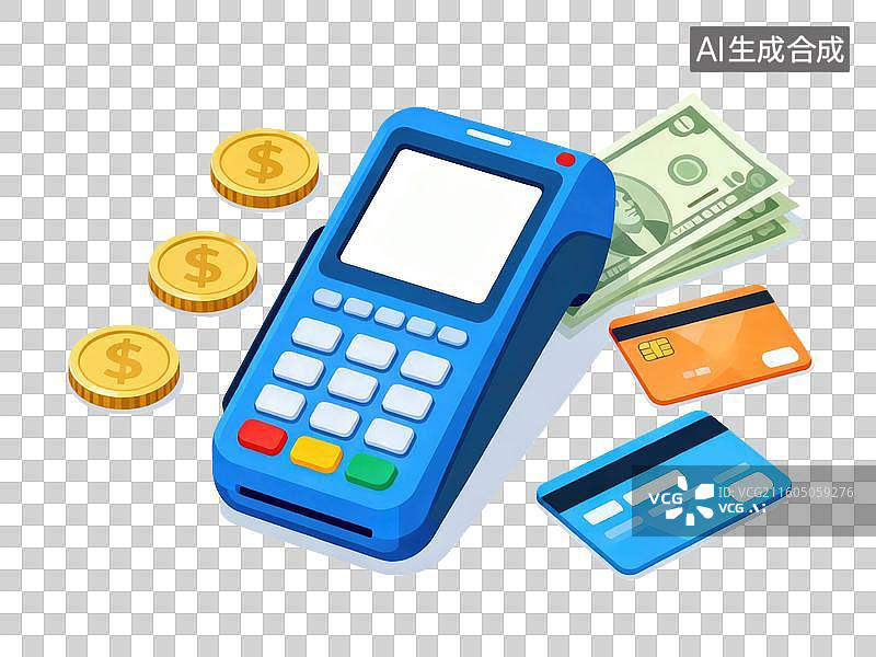 【AI数字艺术】支付终端与货币组合图片素材