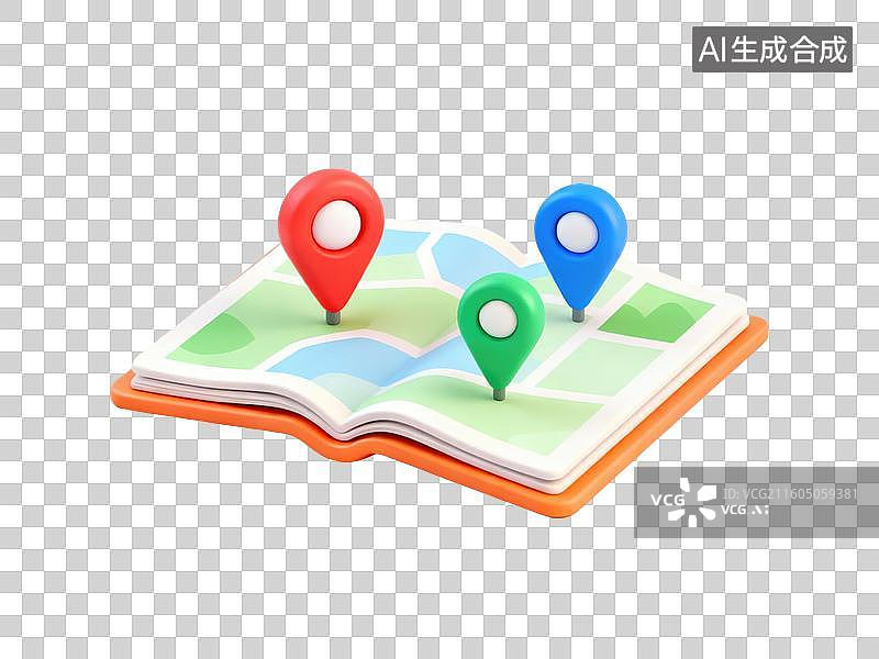 【AI数字艺术】地图上的定位标记图片素材
