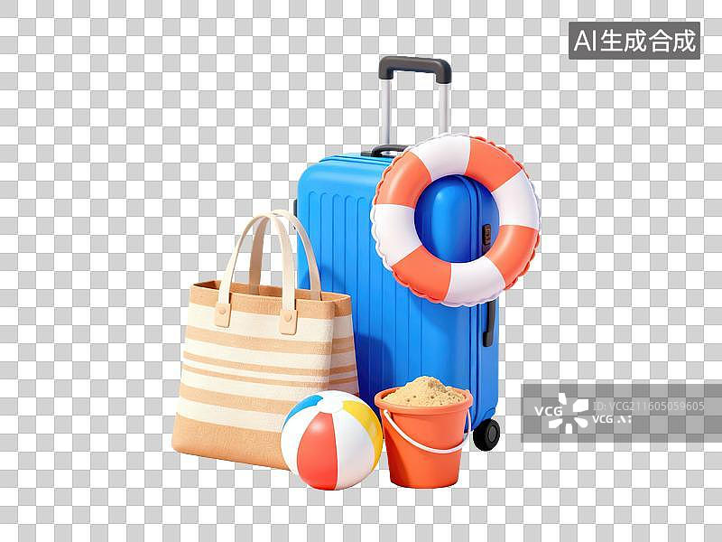 【AI数字艺术】旅行用品与海滩玩具图片素材