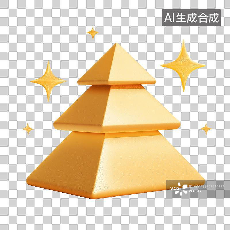 【AI数字艺术】金色金字塔堆叠造型图片素材