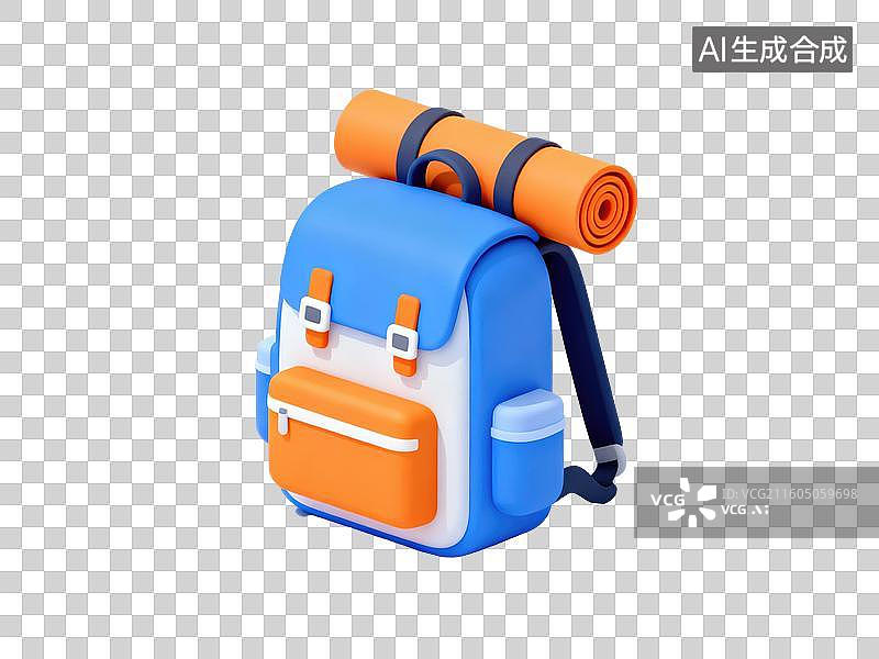 【AI数字艺术】蓝色背包配橙色睡垫图片素材