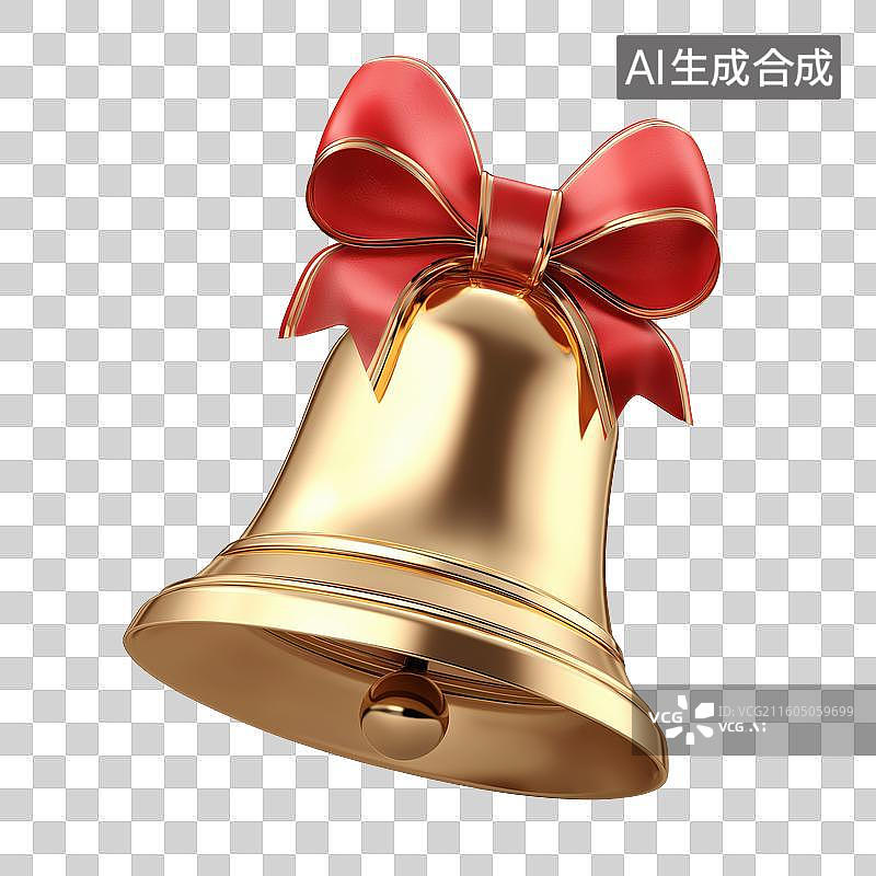 【AI数字艺术】金色铃铛配红色蝴蝶结图片素材