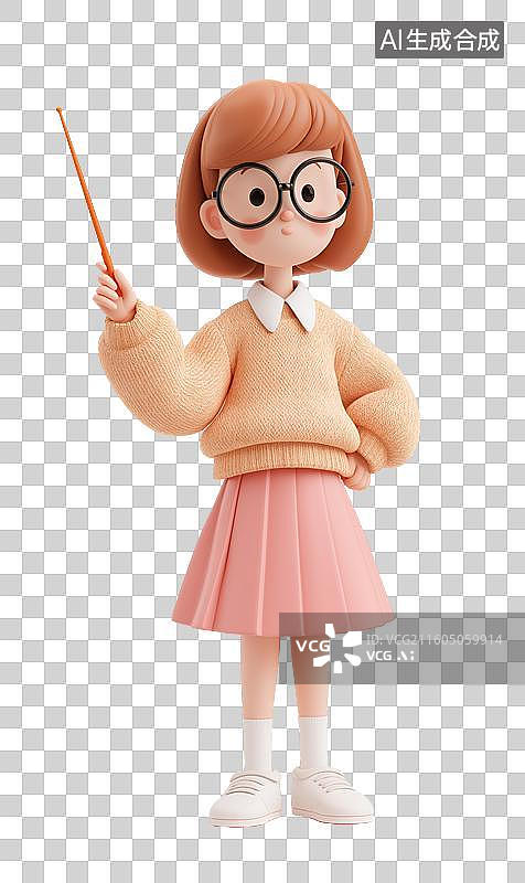 【AI数字艺术】女教师手持教鞭和书本图片素材