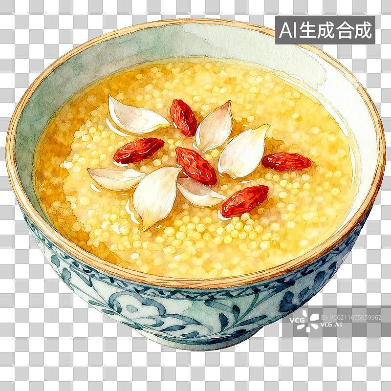 【AI数字艺术】小米粥配枸杞百合图片素材