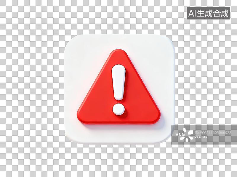 【AI数字艺术】红色警告三角标志图片素材
