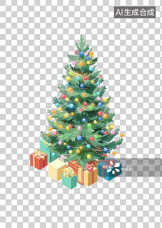 【AI数字艺术】圣诞树与礼物盒装饰图片素材