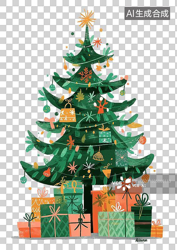 【AI数字艺术】圣诞树与礼物盒装饰图片素材