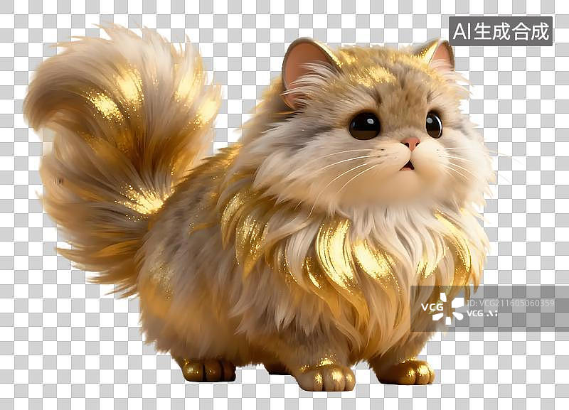 【AI数字艺术】金色绒毛猫咪图片素材