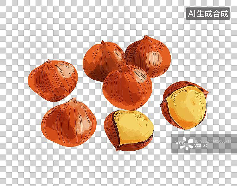 【AI数字艺术】栗子果实特写图片素材