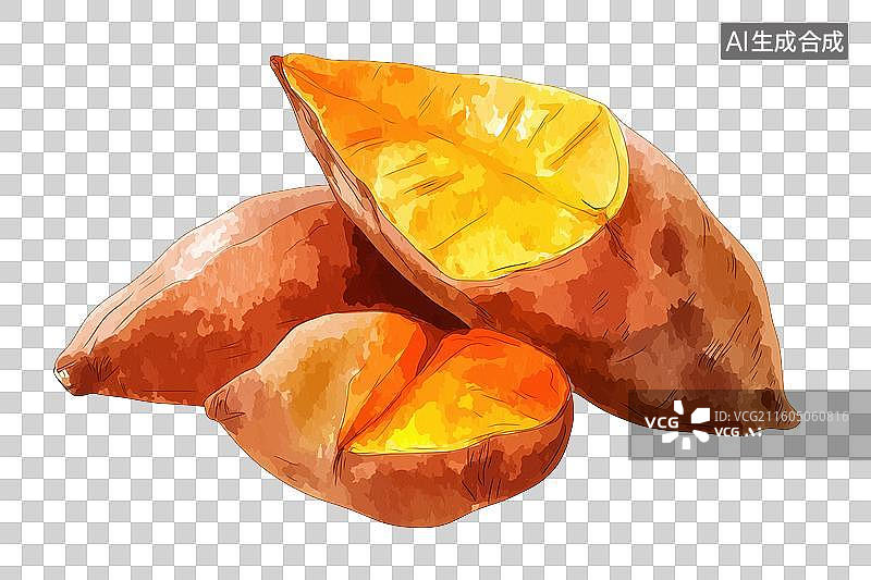 【AI数字艺术】切开的红薯堆叠图图片素材