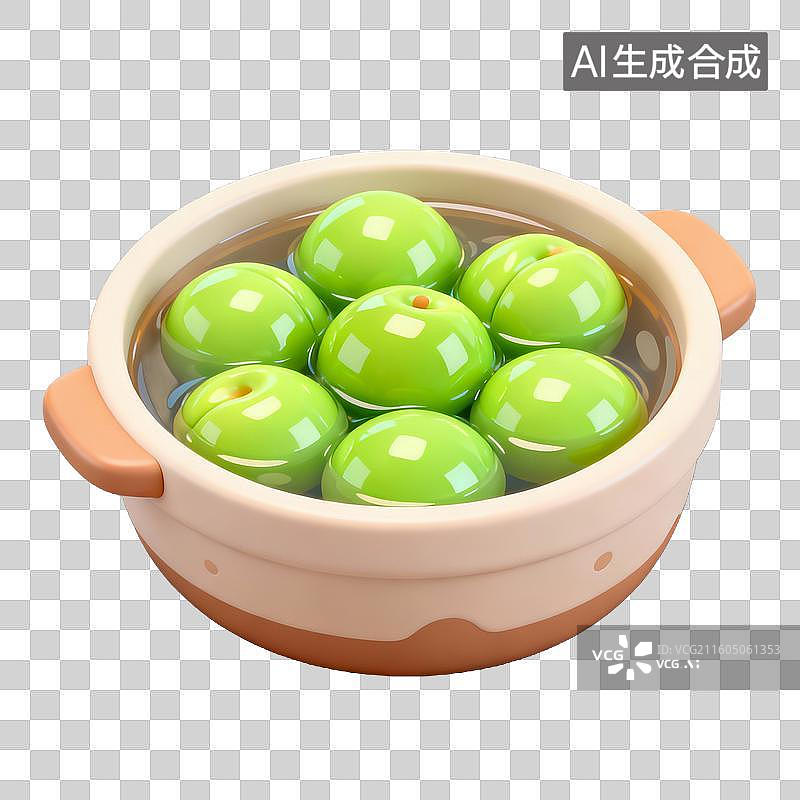 【AI数字艺术】3D拟物风格二十四节气夏天芒种元素煮青梅图片素材