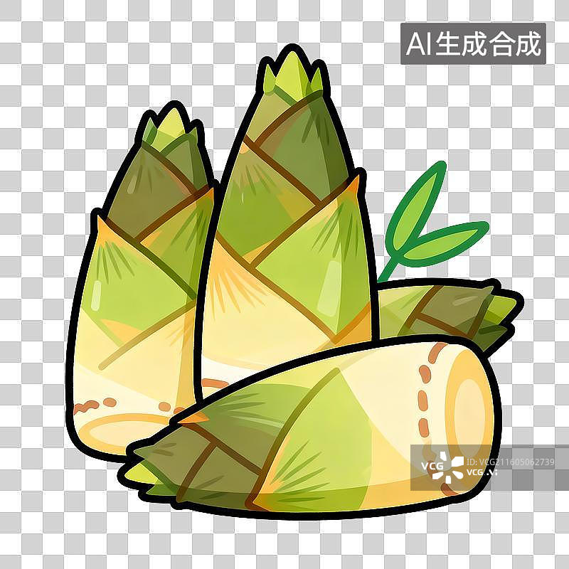 【AI数字艺术】竹笋2D插画免抠元素图片素材