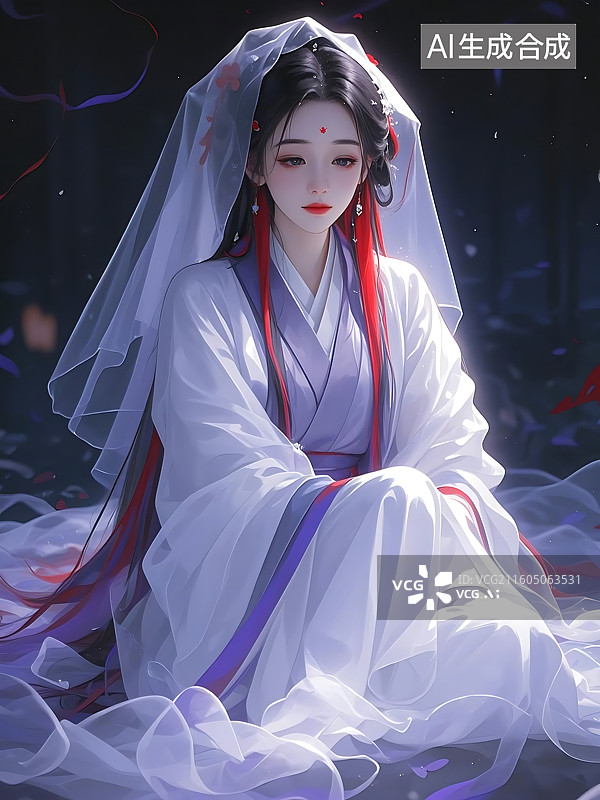 【AI数字艺术】古典仕女静坐图图片素材