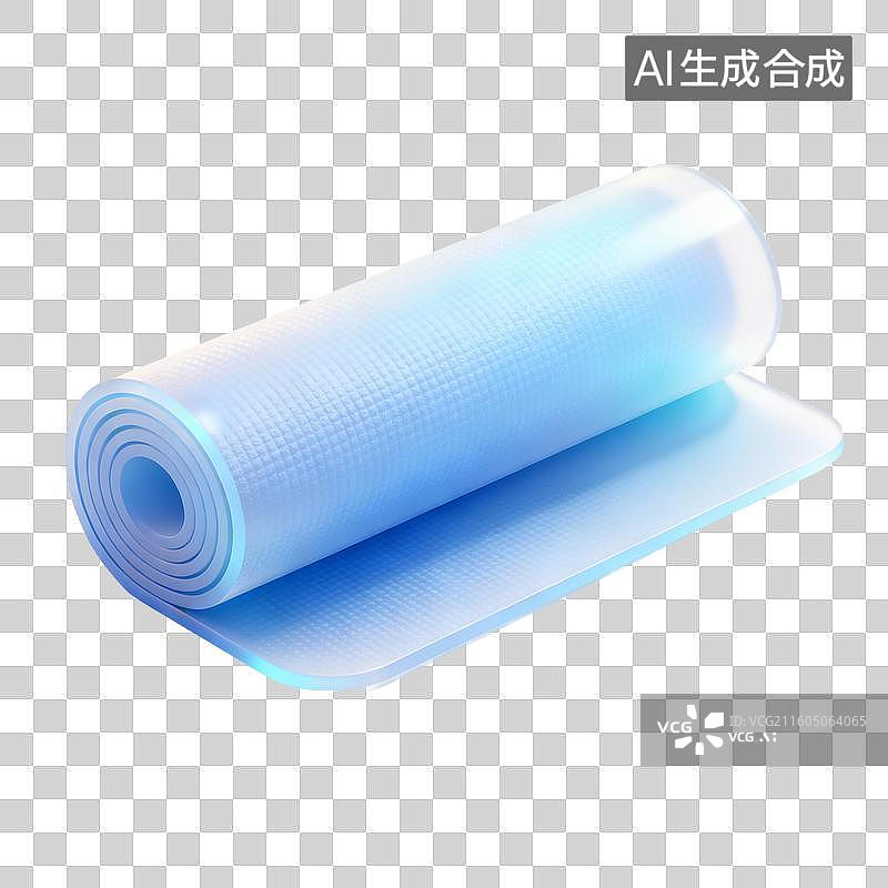【AI数字艺术】卷起的蓝色瑜伽垫图片素材